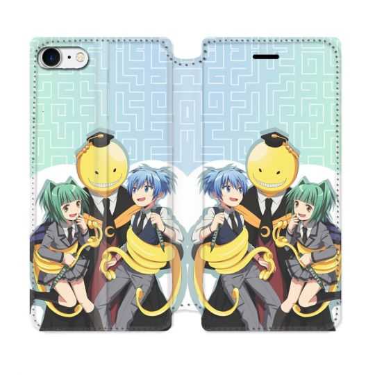 Housse Cuir Portefeuille Pour Iphone 7 / 8 / SE (2020 / 2022) Manga Assassination Classroom Kuro Trio