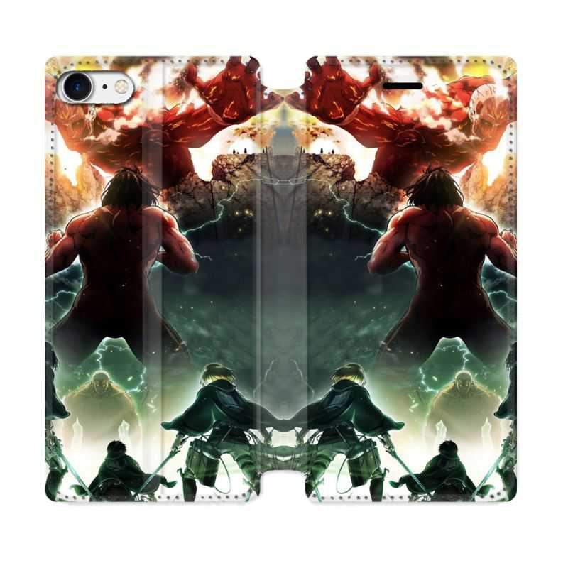 Housse Cuir Portefeuille Pour Iphone 7 / 8 / SE (2020 / 2022) Manga Attaque Titans Combat