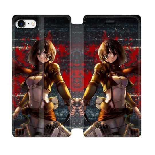 Housse Cuir Portefeuille Pour Iphone 7 / 8 / SE (2020 / 2022) Manga Attaque Titans Mikasa