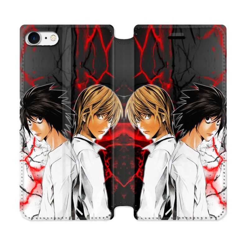 Housse Cuir Portefeuille Pour Iphone 7 / 8 / SE (2020 / 2022) Manga Death Note Duo