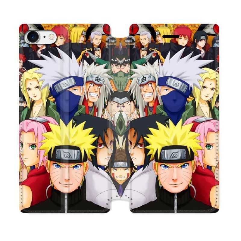Housse Cuir Portefeuille Pour Iphone 7 / 8 / SE (2020 / 2022) Manga Naruto Team