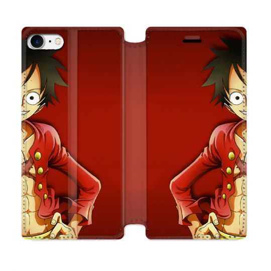Housse Cuir Portefeuille Pour Iphone 7 / 8 / SE (2020 / 2022) Manga One Piece Luffy