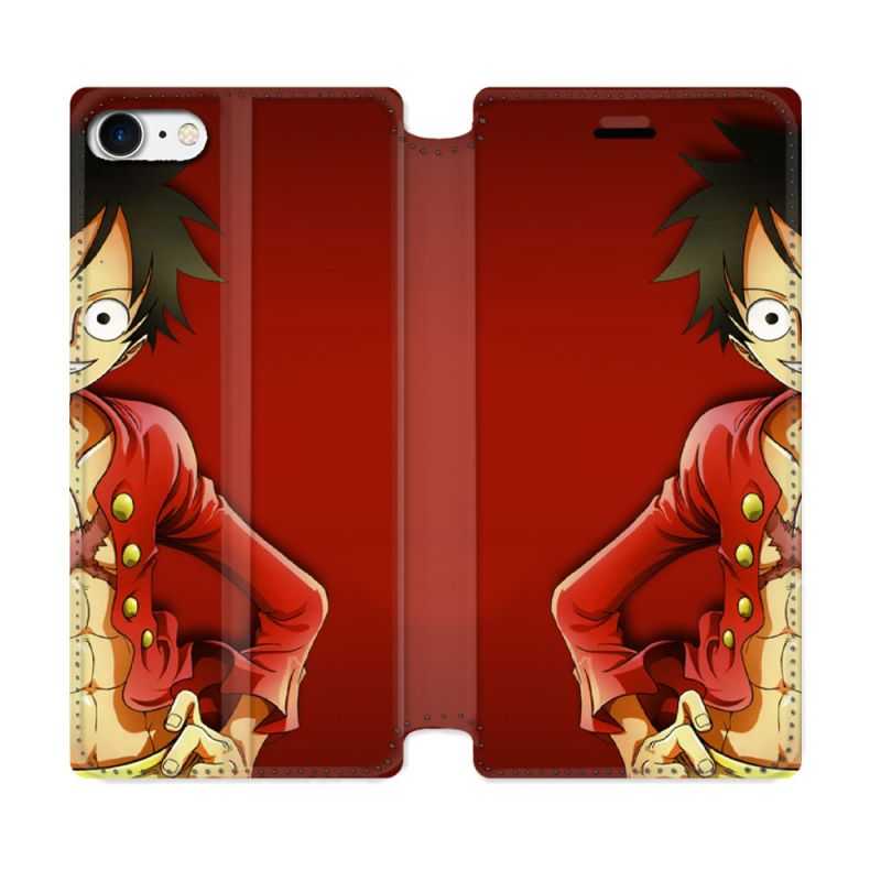 Housse Cuir Portefeuille Pour Iphone 7 / 8 / SE (2020 / 2022) Manga One Piece Luffy