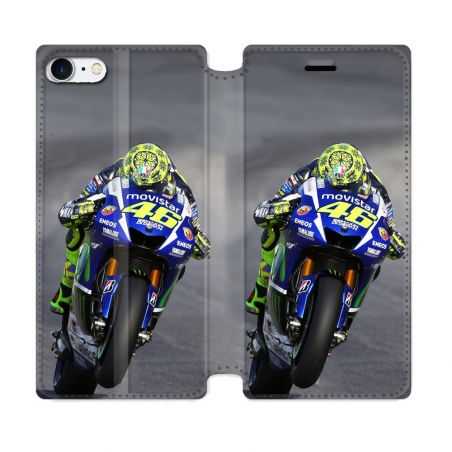 Housse Cuir Portefeuille Pour Iphone 7 / 8 / SE (2020 / 2022) Moto Course GP Wheeling 46