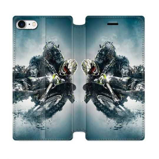 Housse Cuir Portefeuille Pour Iphone 7 / 8 / SE (2020 / 2022) Moto Cross Ombre