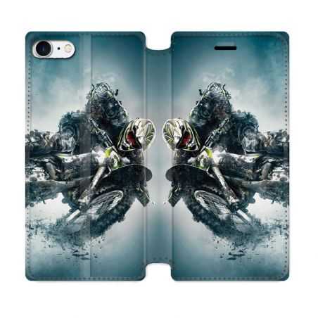 Housse Cuir Portefeuille Pour Iphone 7 / 8 / SE (2020 / 2022) Moto Cross Ombre