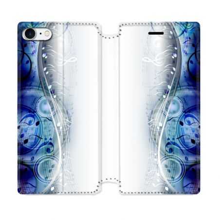 Housse Cuir Portefeuille Pour Iphone 7 / 8 / SE (2020 / 2022) Musique Partition Vague