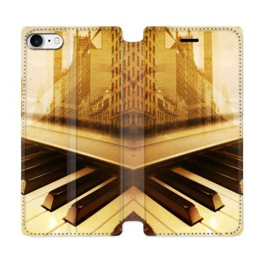 Housse Cuir Portefeuille Pour Iphone 7 / 8 / SE (2020 / 2022) Musique Piano Retro