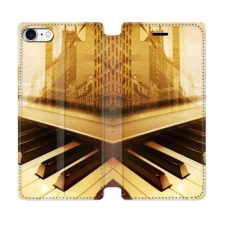 Housse Cuir Portefeuille Pour Iphone 7 / 8 / SE (2020 / 2022) Musique Piano Retro