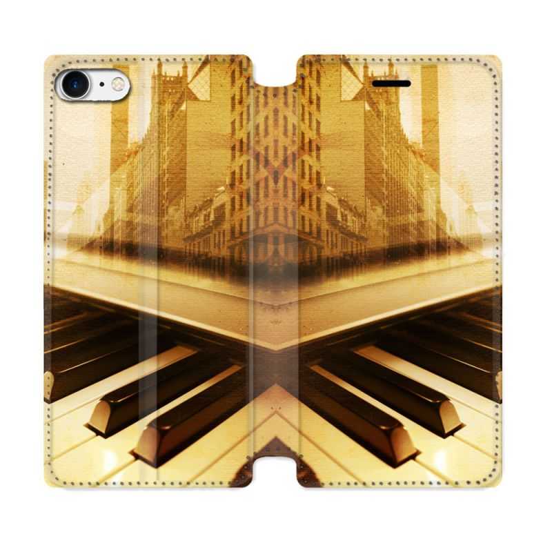 Housse Cuir Portefeuille Pour Iphone 7 / 8 / SE (2020 / 2022) Musique Piano Retro