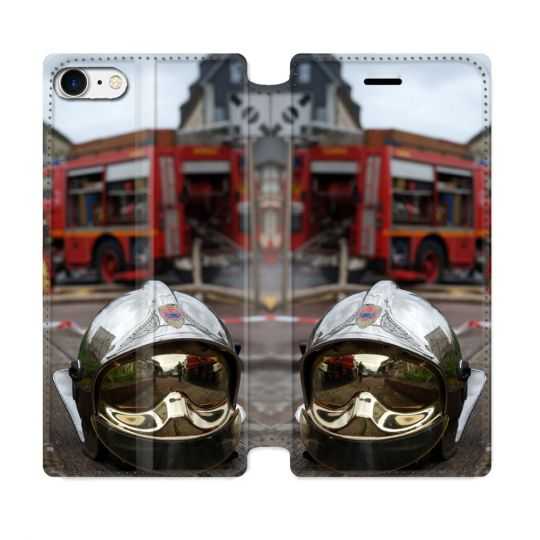 Housse Cuir Portefeuille Pour Iphone 7 / 8 / SE (2020 / 2022) Pompier Casque Camion