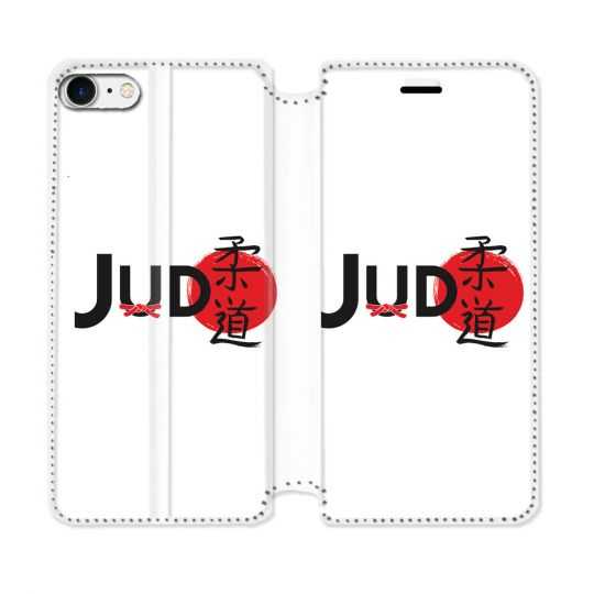 Housse Cuir Portefeuille Pour Iphone 7 / 8 / SE (2020 / 2022) Sport Judo Logo