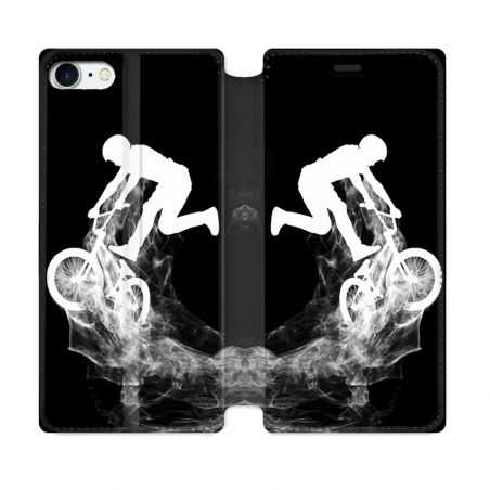 Housse Cuir Portefeuille Pour Iphone 7 / 8 / SE (2020 / 2022) Sport VTT Noir