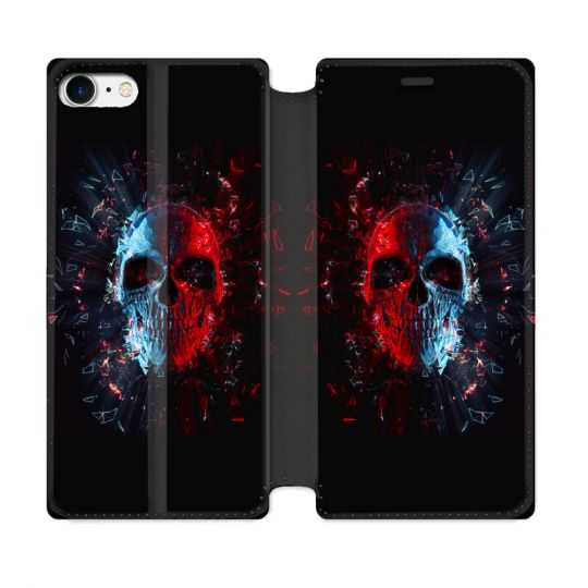 Housse Cuir Portefeuille Pour Iphone 7 / 8 / SE (2020 / 2022) Tete de Mort Deflagration