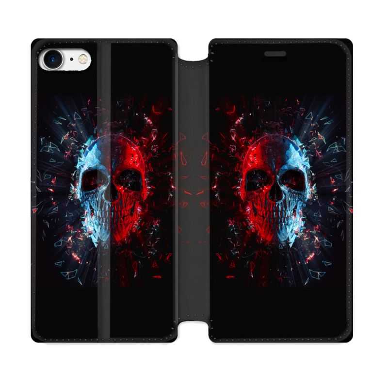 Housse Cuir Portefeuille Pour Iphone 7 / 8 / SE (2020 / 2022) Tete de Mort Deflagration