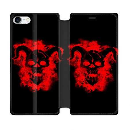 Housse Cuir Portefeuille Pour Iphone 7 / 8 / SE (2020 / 2022) Tete de Mort Diable
