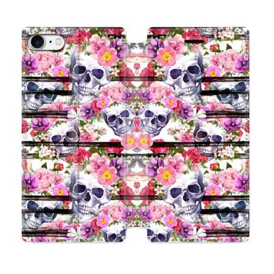 Housse Cuir Portefeuille Pour Iphone 7 / 8 / SE (2020 / 2022) Tete de Mort Pattern