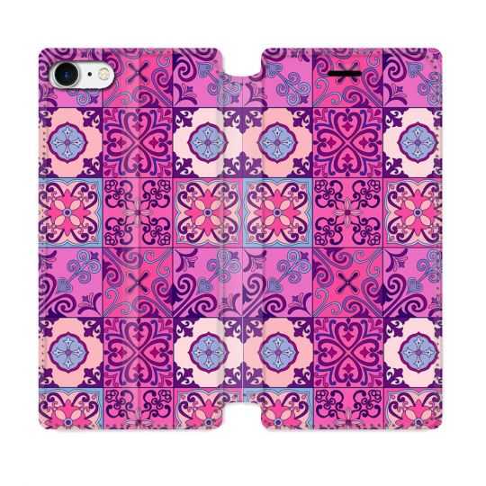 Housse Cuir Portefeuille Pour Iphone 7 / 8 / SE (2020 / 2022) Texture Carreau Ciment Violet