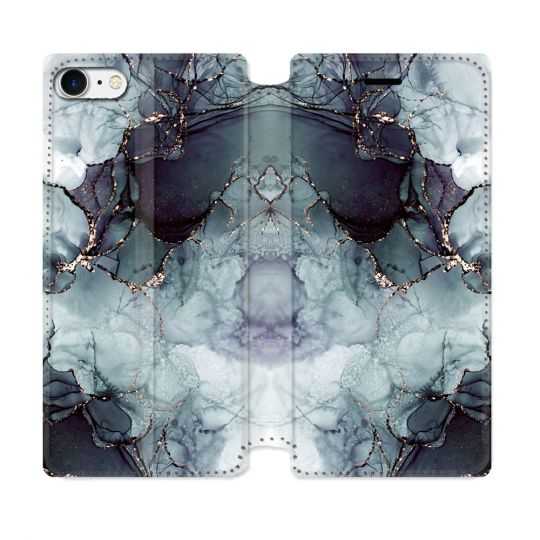 Housse Cuir Portefeuille Pour Iphone 7 / 8 / SE (2020 / 2022) Texture Marbre Gris