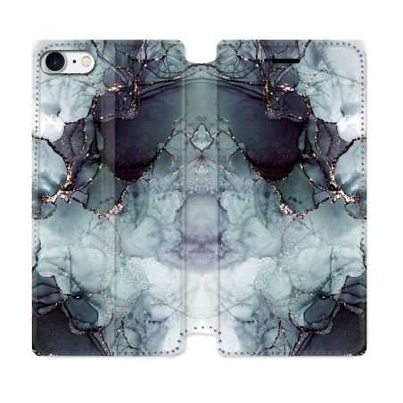 Housse Cuir Portefeuille Pour Iphone 7 / 8 / SE (2020 / 2022) Texture Marbre Gris