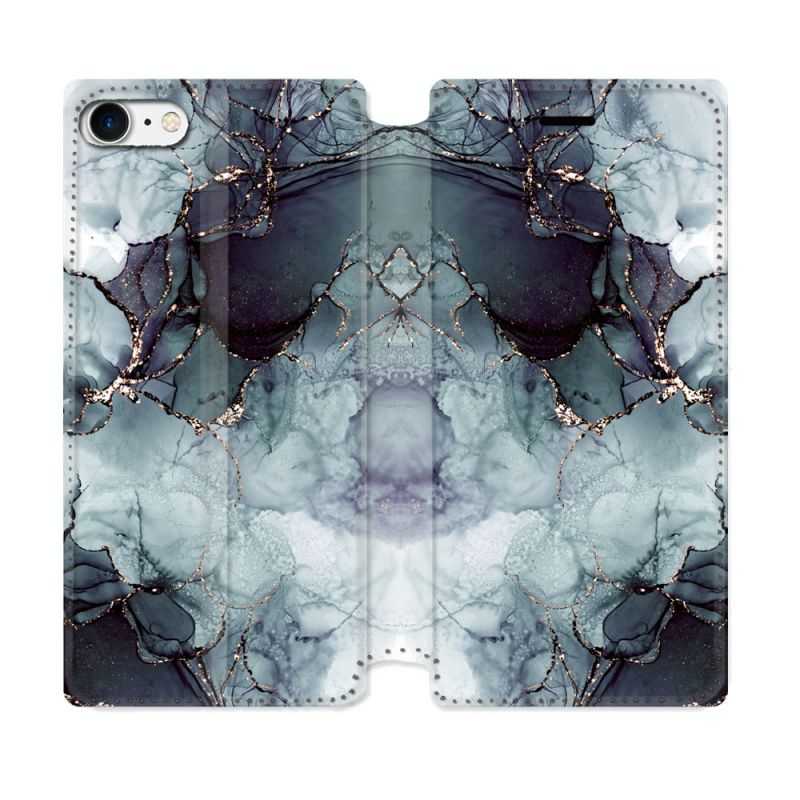 Housse Cuir Portefeuille Pour Iphone 7 / 8 / SE (2020 / 2022) Texture Marbre Gris