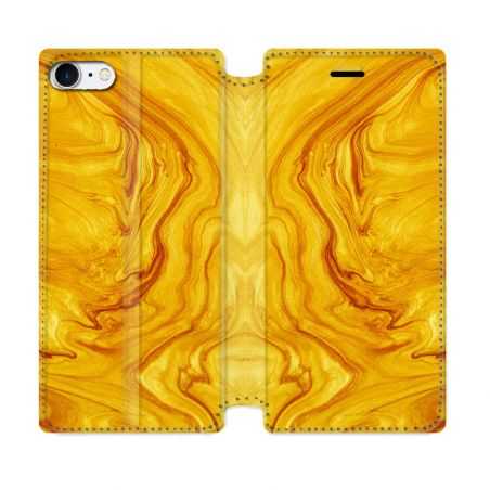 Housse Cuir Portefeuille Pour Iphone 7 / 8 / SE (2020 / 2022) Texture Marbre Jaune