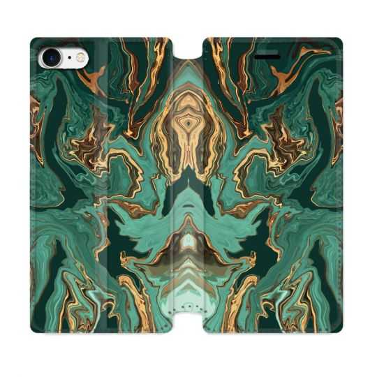 Housse Cuir Portefeuille Pour Iphone 7 / 8 / SE (2020 / 2022) Texture Marbre Vert