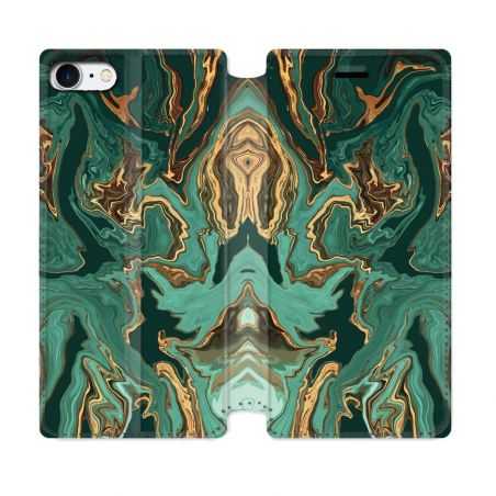Housse Cuir Portefeuille Pour Iphone 7 / 8 / SE (2020 / 2022) Texture Marbre Vert