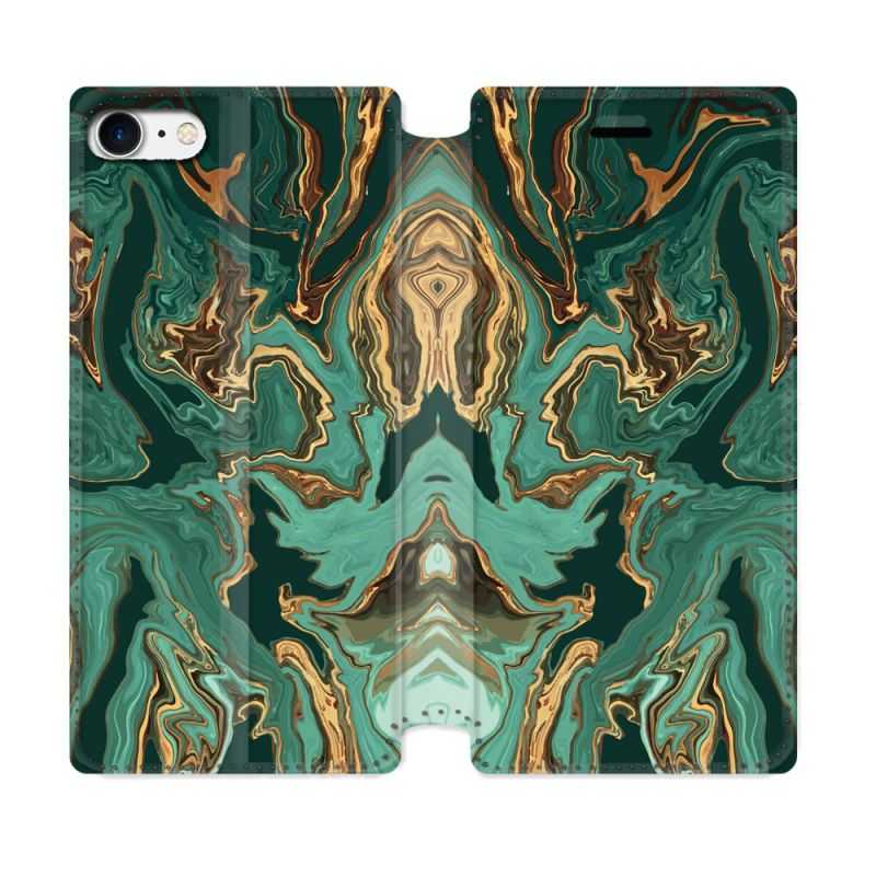 Housse Cuir Portefeuille Pour Iphone 7 / 8 / SE (2020 / 2022) Texture Marbre Vert