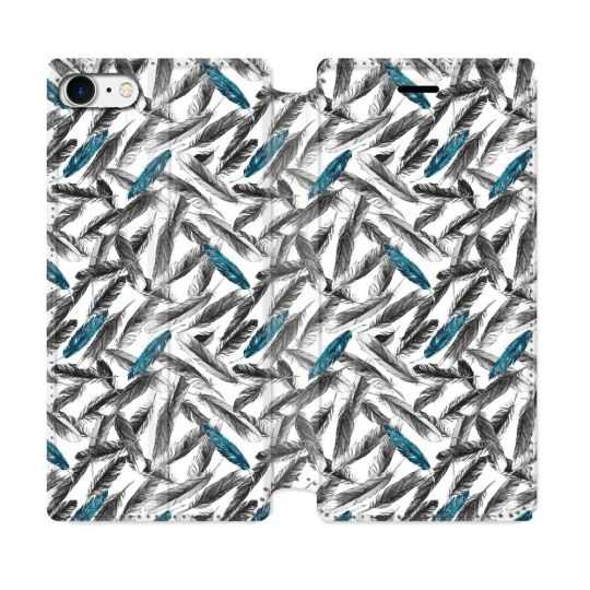 Housse Cuir Portefeuille Pour Iphone 7 / 8 / SE (2020 / 2022) Texture Plume Canard