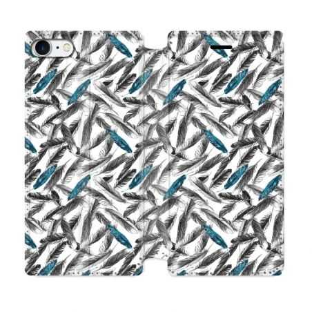 Housse Cuir Portefeuille Pour Iphone 7 / 8 / SE (2020 / 2022) Texture Plume Canard