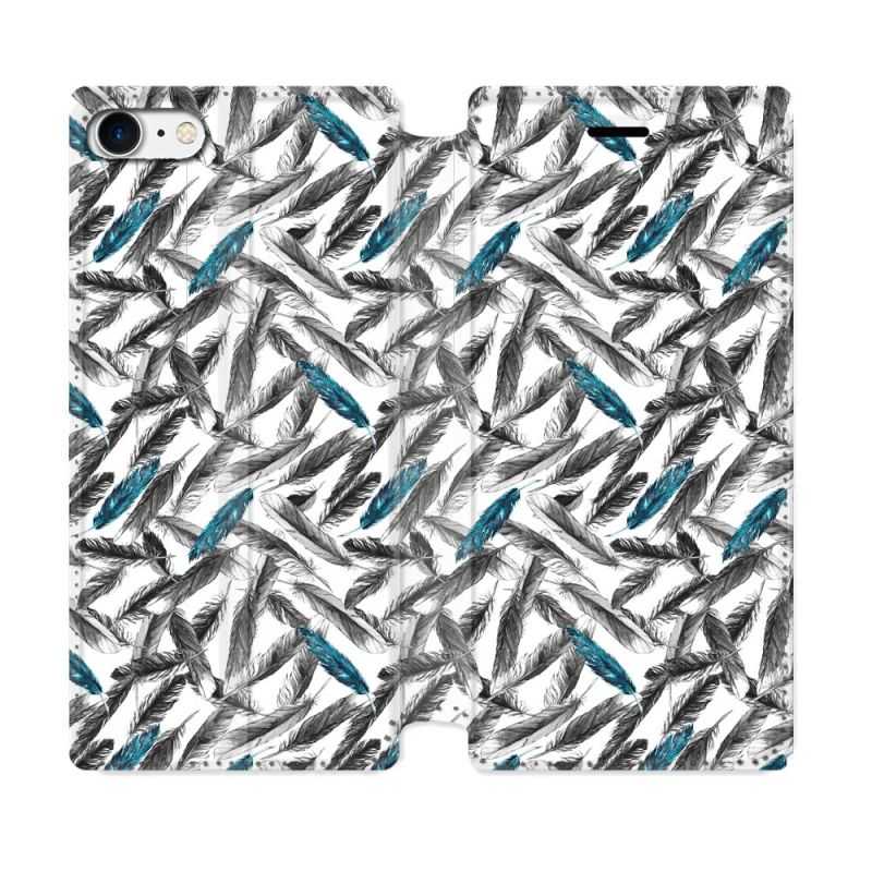 Housse Cuir Portefeuille Pour Iphone 7 / 8 / SE (2020 / 2022) Texture Plume Canard