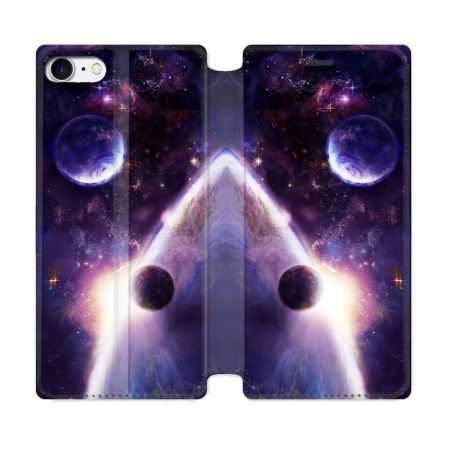 Housse Cuir Portefeuille Pour Iphone 7 / 8 / SE (2020 / 2022) Univers Planete Stellaire