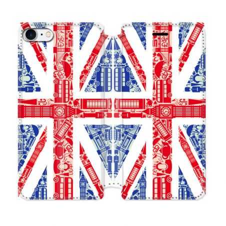 Housse Cuir Portefeuille Pour Iphone 7 / 8 / SE (2020 / 2022) Voyage Angleterre Blanc