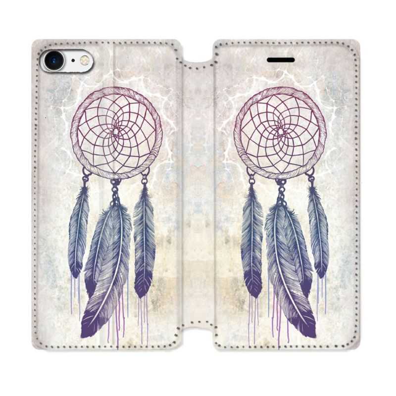 Housse Cuir Portefeuille Pour Iphone 7 / 8 / SE (2020 / 2022) Zen Attrape Reve Blanc