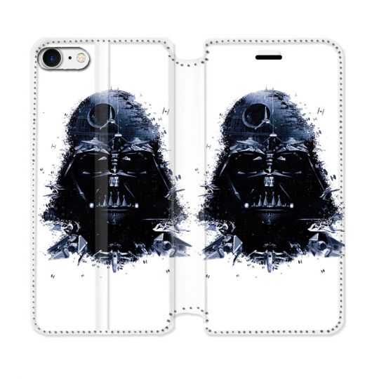 Housse Cuir Portefeuille Pour Iphone 7 / 8 / SE (2020 / 2022) Star Wars - Dark Vador Blanc