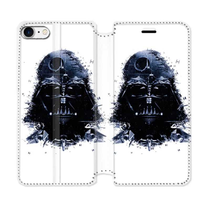 Housse Cuir Portefeuille Pour Iphone 7 / 8 / SE (2020 / 2022) Star Wars - Dark Vador Blanc