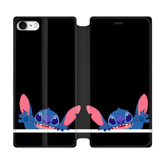 Housse Cuir Portefeuille Pour Iphone 7 / 8 / SE (2020 / 2022) Stitch Noir