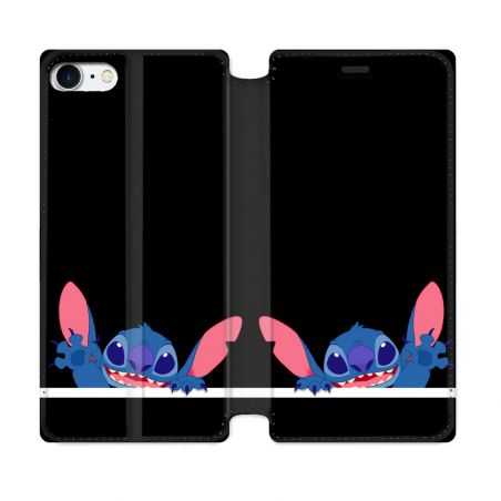 Housse Cuir Portefeuille Pour Iphone 7 / 8 / SE (2020 / 2022) Stitch Noir