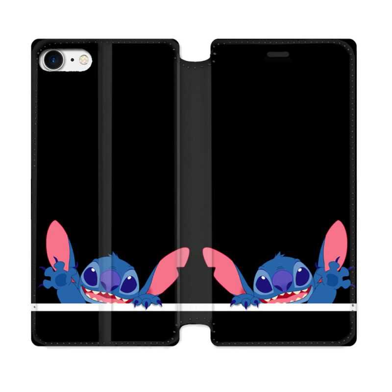 Housse Cuir Portefeuille Pour Iphone 7 / 8 / SE (2020 / 2022) Stitch Noir