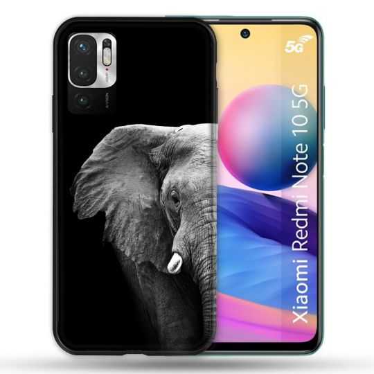 Coque Pour Xiaomi Redmi Note 10 5G Animal Elephant Noir