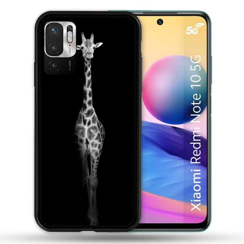 Coque Pour Xiaomi Redmi Note 10 5G Animal Girafe Noire