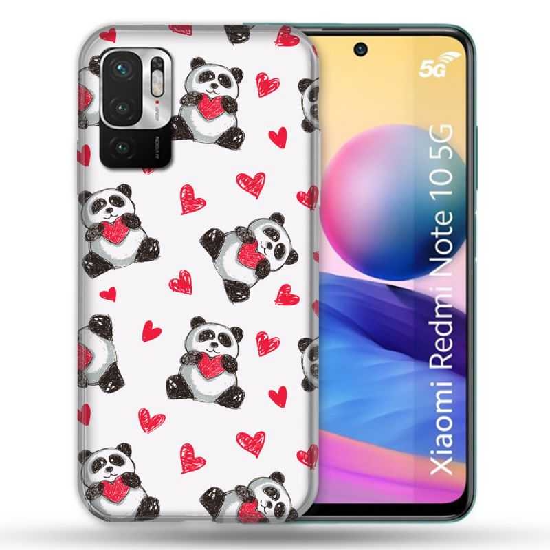 Coque Pour Xiaomi Redmi Note 10 5G Animal Panda Cœur