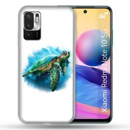Coque Pour Xiaomi Redmi Note 10 5G Animal Tortue Blanche multicolore