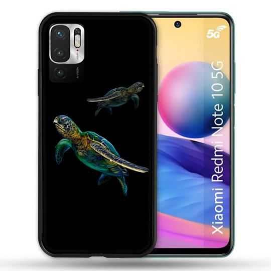 Coque Pour Xiaomi Redmi Note 10 5G Animal Tortue Noire multicolore