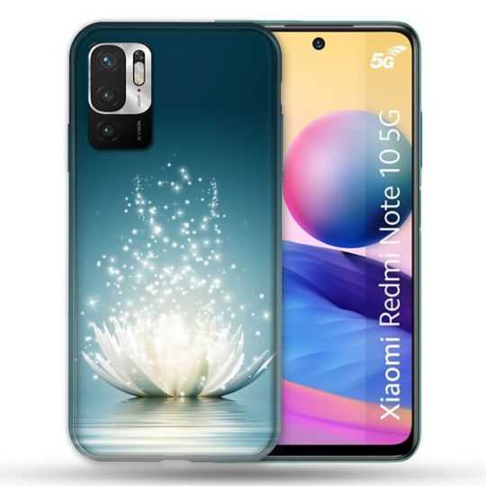 Coque Pour Xiaomi Redmi Note 10 5G Fleur Lotus Blanc