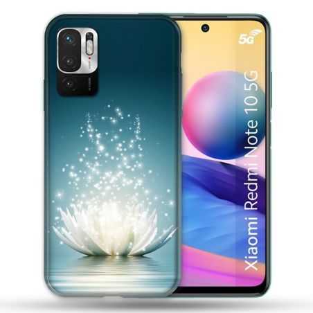 Coque Pour Xiaomi Redmi Note 10 5G Fleur Lotus Blanc