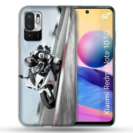 Coque Pour Xiaomi Redmi Note 10 5G Moto Course GP Blanche