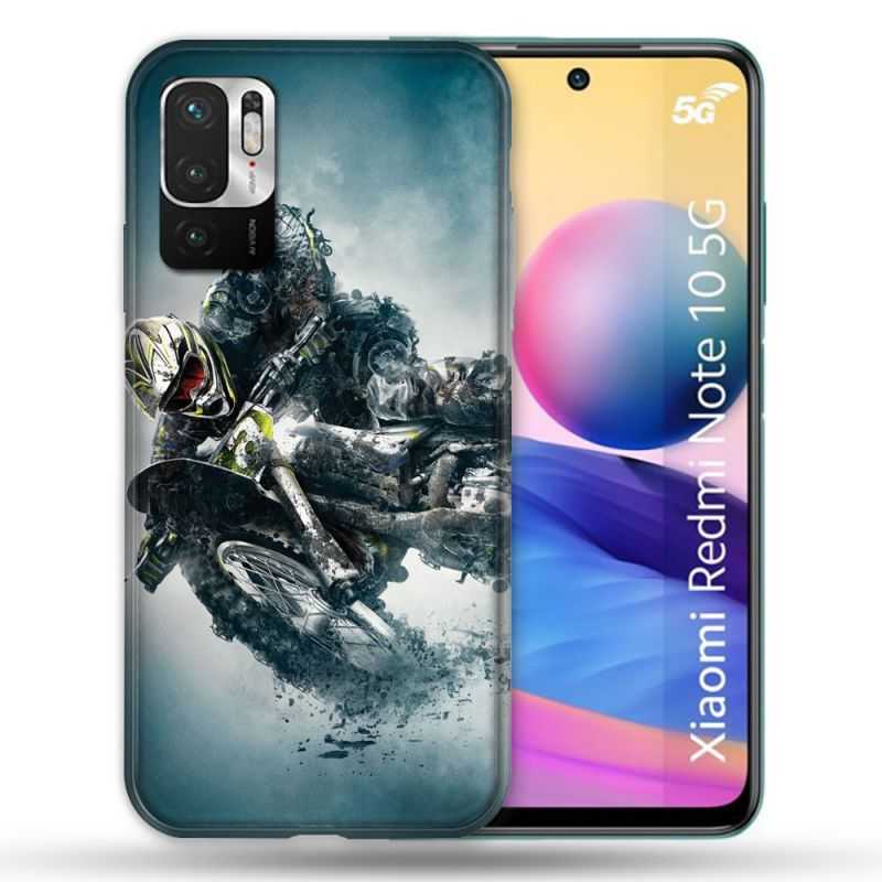 Coque Pour Xiaomi Redmi Note 10 5G Moto Cross Ombre