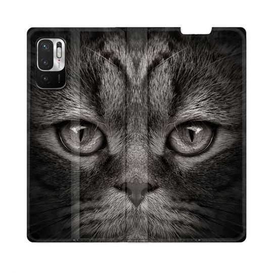 Housse Cuir Portefeuille Pour Redmi Note 10 5G Animal Chat Gris